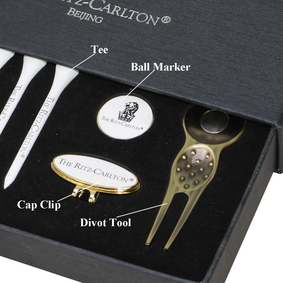 Custom logo golf gift set gof divot tool hap clip ball marker golf tee golf accessories gift box set