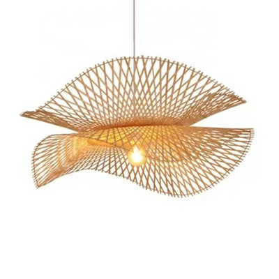 Chinese style Bamboo woven Wicker pendant lights Natural Rattan Shade Hanging lamp Restaurant Hotel bedroom lighting fixture