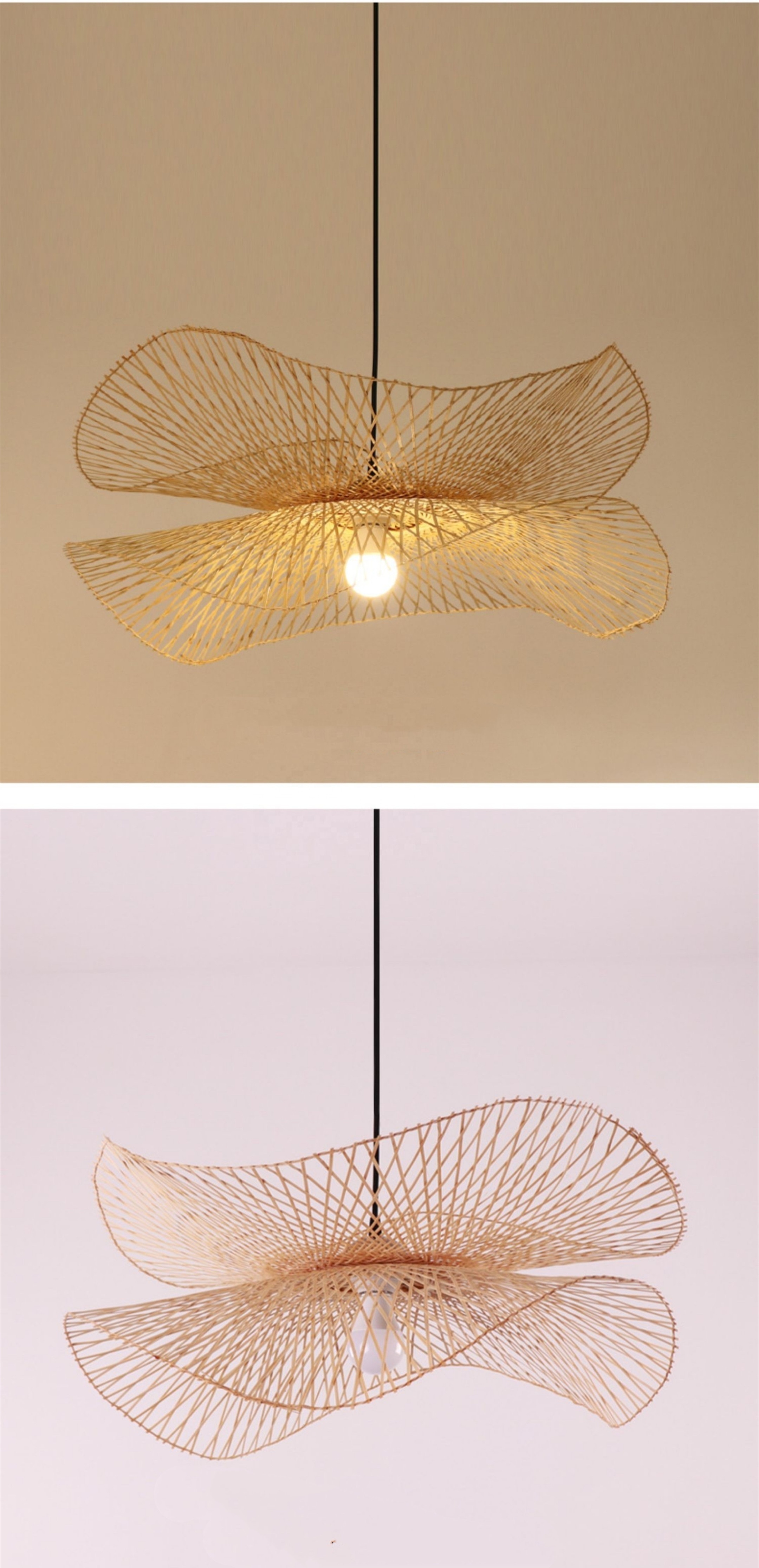 Chinese style Bamboo woven Wicker pendant lights Natural Rattan Shade Hanging lamp Restaurant Hotel bedroom lighting fixture