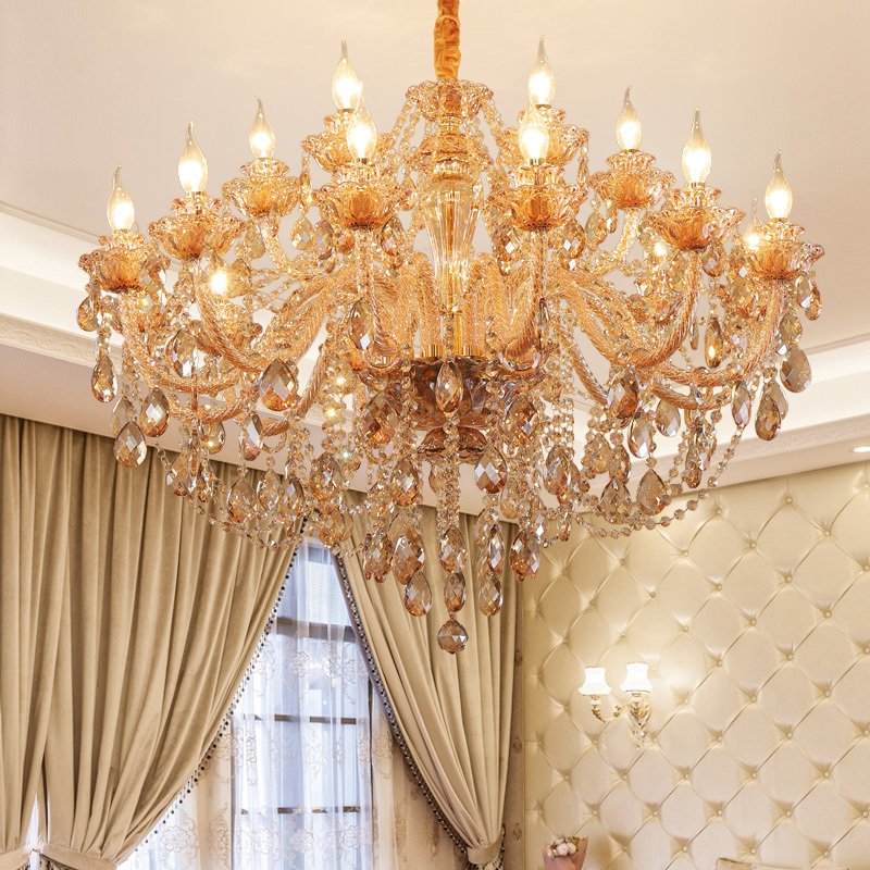 HITECDAD Maria Theresa Luxury amber crystal chandelier  for living room club lobby villa  ceiling pendant light