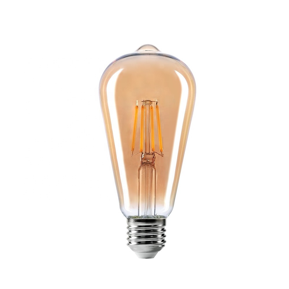 HITECDAD Led filament bulb Antique Vintage Style ST64 LED Edison Bulb Amber Warm E26 E27 127V Filament Light Bulbs