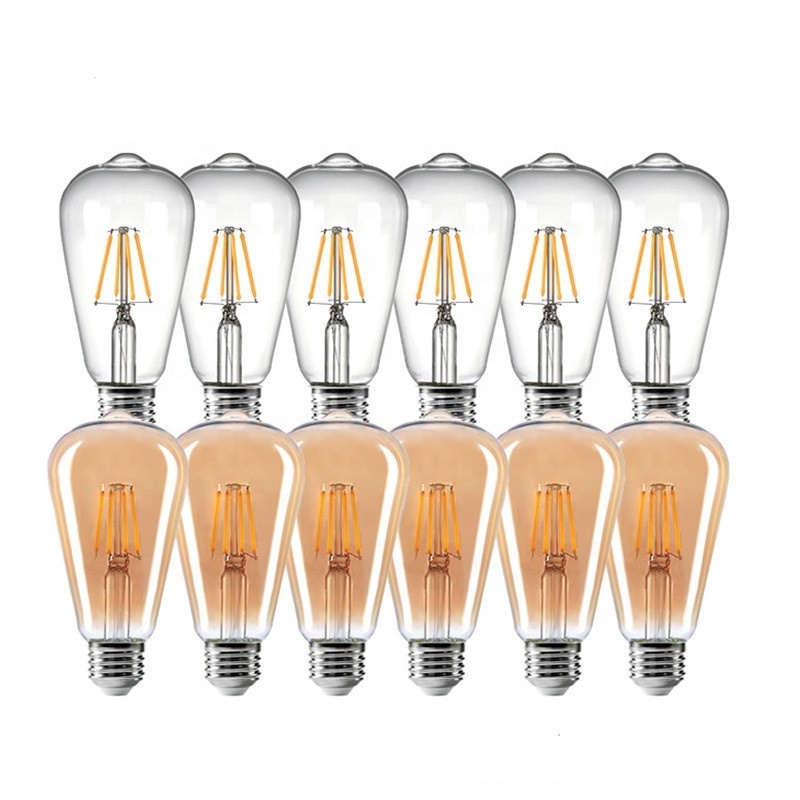 HITECDAD Led filament bulb Antique Vintage Style ST64 LED Edison Bulb Amber Warm E26 E27 127V Filament Light Bulbs