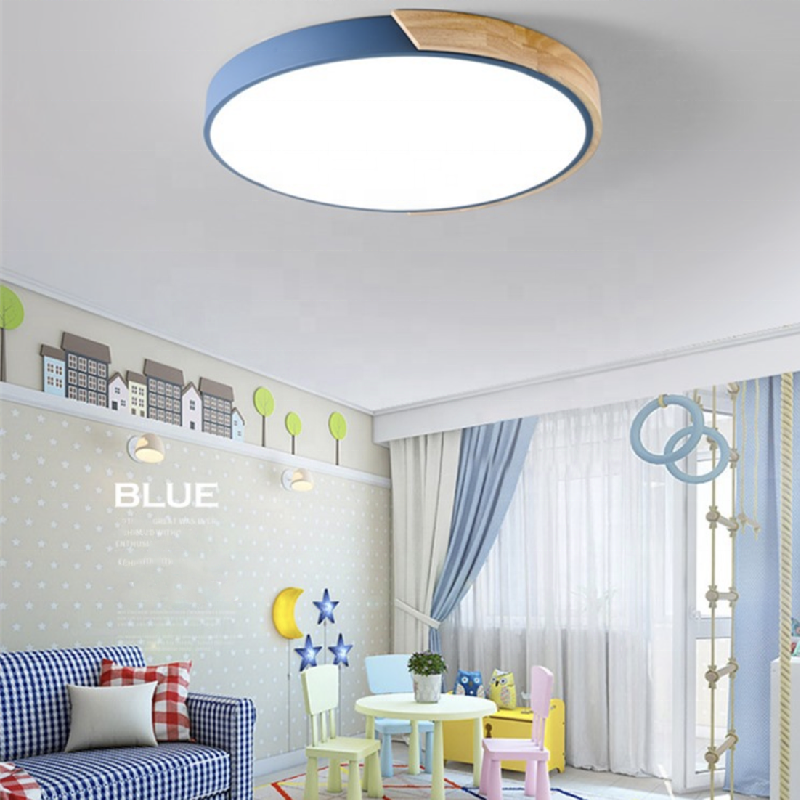 HITECDAD Hot Sale Pink Yellow White Metal Wooden Acrylic Stepless Dimming Ceiling Light for Children's room Livingroom Bedroom