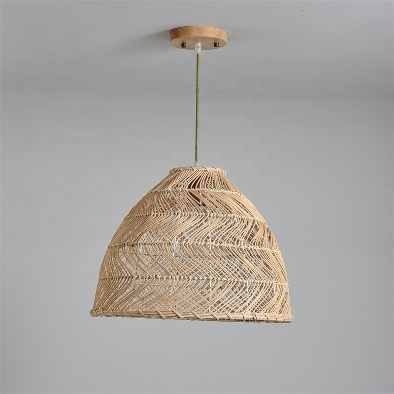 HITECDAD Bamboo Lantern Pendant Lamp Natural Rattan Wicker E27 Chandeliers Hand-Woven Bamboo Lampshades Lighting Fixtures