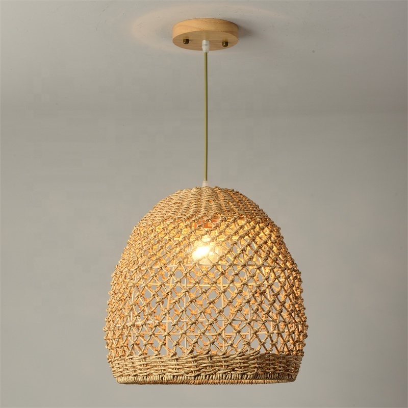 HITECDAD Chinese Hand Knitted Bamboo Pendant Lights Weaving Hanging Lamp Garden Restaurant Home Decor Lighting Fixtures