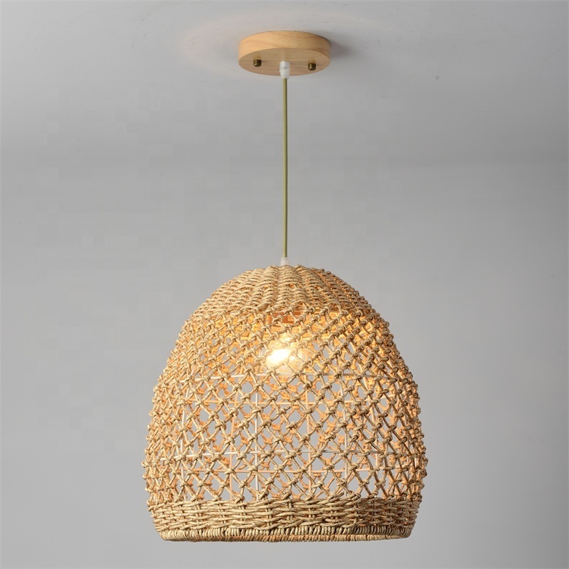 HITECDAD Chinese Hand Knitted Bamboo Pendant Lights Weaving Hanging Lamp Garden Restaurant Home Decor Lighting Fixtures