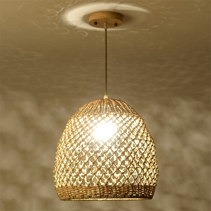 HITECDAD Chinese Hand Knitted Bamboo Pendant Lights Weaving Hanging Lamp Garden Restaurant Home Decor Lighting Fixtures