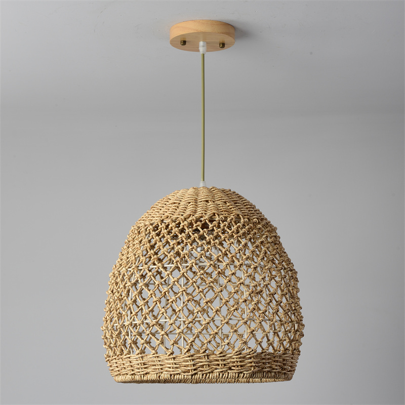 HITECDAD Chinese Hand Knitted Bamboo Pendant Lights Weaving Hanging Lamp Garden Restaurant Home Decor Lighting Fixtures