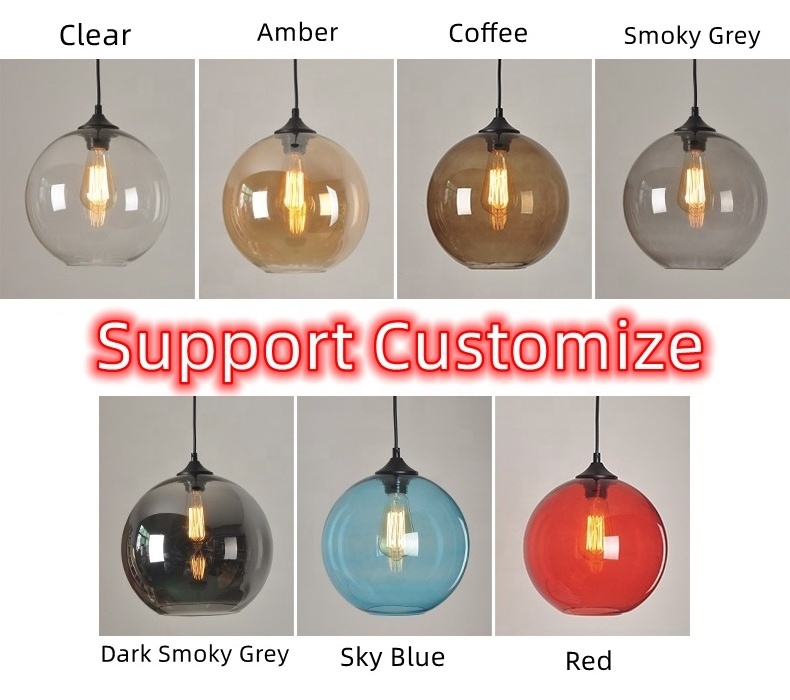 HITECDAD Nordic Modern Loft Glass Pendant Lamp Industrial Decor Chandelier Hanging Light Fixture E27/E26 For Kitchen Restaurant