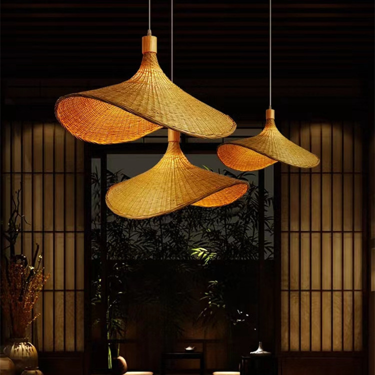 Hitecdad Popular Bamboo Weaving Chandelier Pendant Light Natural Material Bamboo Handmade Lamp Shade Bedroom Ceiling Lights