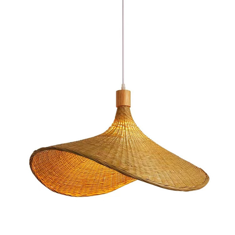 Hitecdad Popular Bamboo Weaving Chandelier Pendant Light Natural Material Bamboo Handmade Lamp Shade Bedroom Ceiling Lights