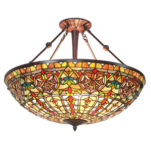 HITECDAD tiffany lamps wholesale Chandeliers Lamps Stained Glass Chandelier Colorful Decorative Tiffany Pendant light