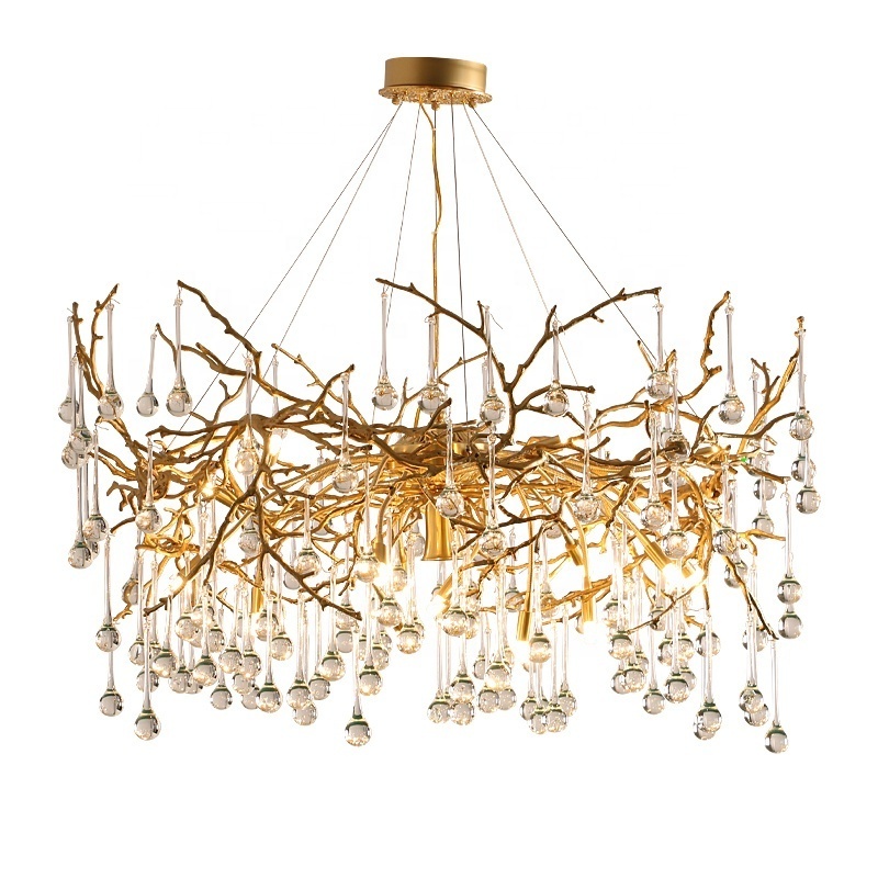 HITECDAD Wholesale Brass Luxury Sputnik Chandelier Art Glass Decorative Pendant Lights for Villa Living Room Bedroom