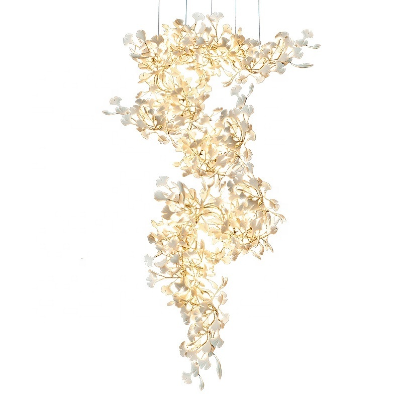 HITECDAD ceramic ginkgo leaf chandelier ding table light pendant lights chandelier living room luxury chandeliers