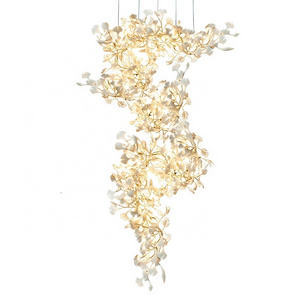 HITECDAD ceramic ginkgo leaf chandelier ding table light pendant lights chandelier living room luxury chandeliers