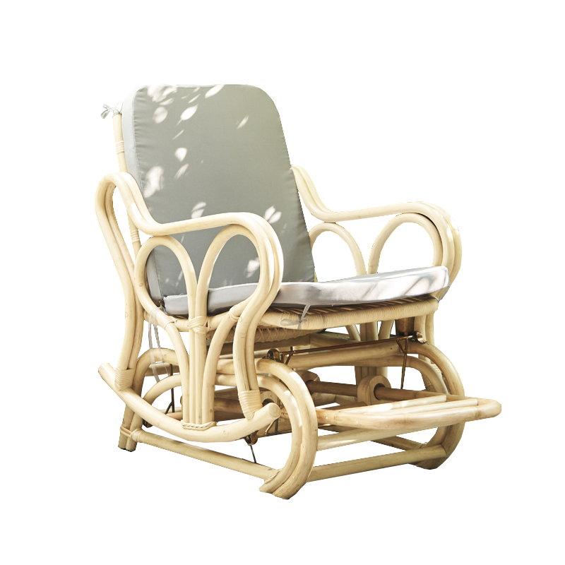 HITECDAD Summer Household All-rattan Simple Leisure Chair Elderly Living Room Lunch Break Rocking Leisure Chair