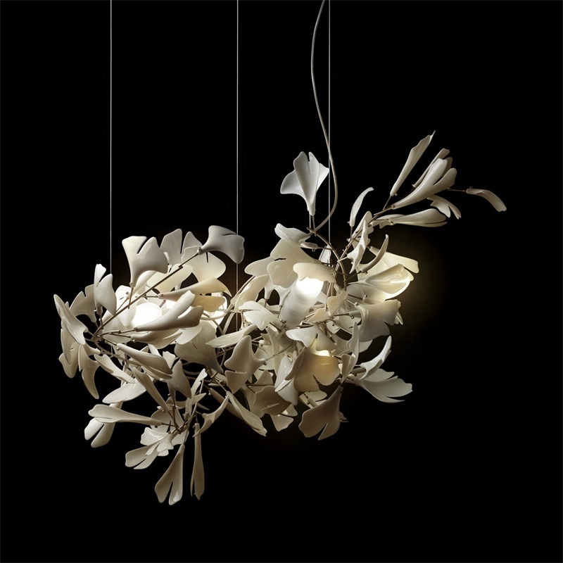 HITECDAD ceramic ginkgo leaf chandelier ding table light pendant lights chandelier living room luxury chandeliers