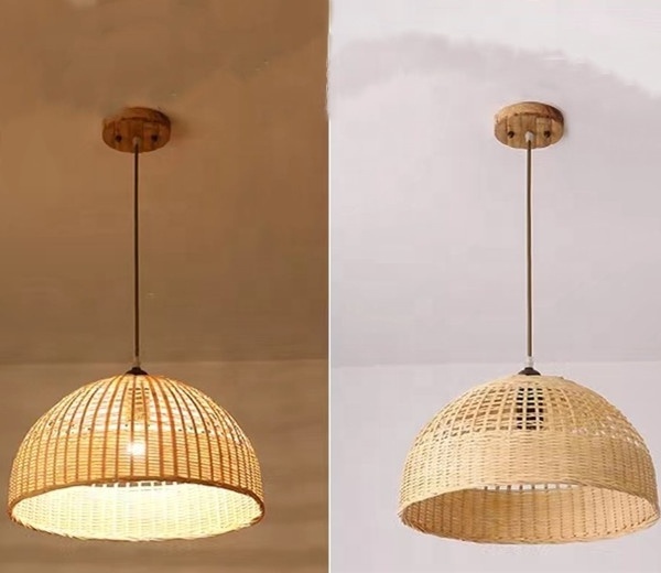 Bamboo Pendant Lamp Hand Knitted Chinese Style Weaving Hanging Lamps for Restaurant Home Decor Lighting Fixtures