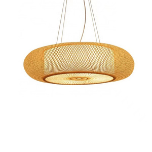 HITECDAD Wicker Chandelier  Light Decorative Ceiling Lighting Fixture For Dining Bedroom Retro Bamboo Lantern Pendant Lighting