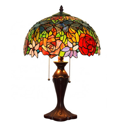 HITECDAD Retro 40cm Decorative Study Desk Lamp Stained Glass Light Tiffany Style Vintage home villa office tiffany table lamp