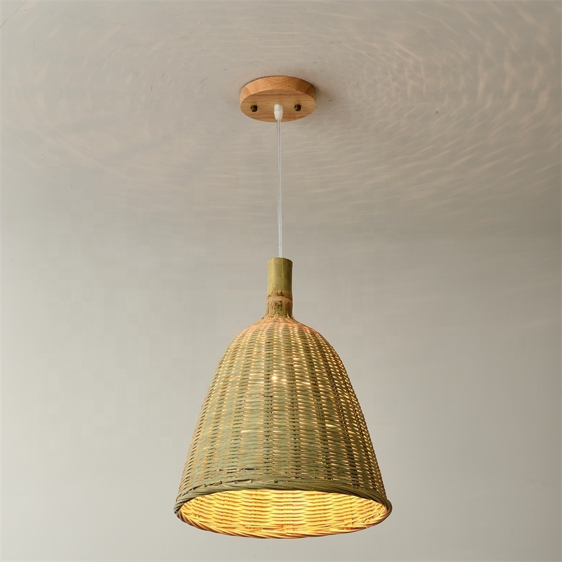 HITECDAD Bamboo Hanging Light Decorative Kitchen Lampshade Rattan bamboo Light all hand-made craft for bedroom living room