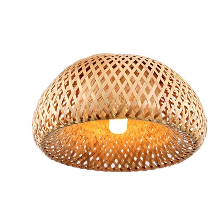 HITECDAD Handmade Natural Rattan Bamboo Pendant Light for restaurant and cafe