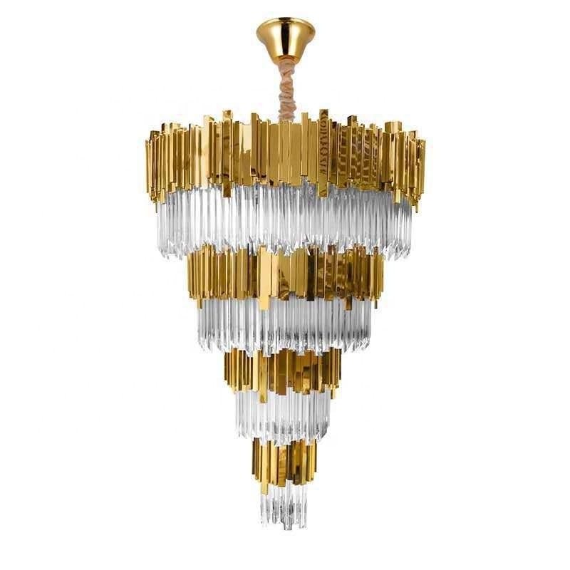 HITECDAD modern luxury home villa hotel decorative big chandelier lighting hot sale large metal crystal pendant lights