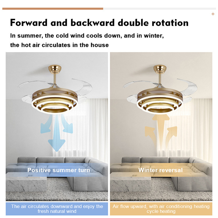 Modern Luxury Design Concept Indoor 72w 96w Super Night Smart Integrated Ceiling Fan Light