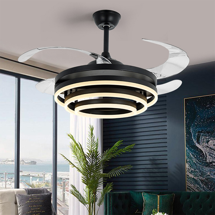 48 Inch Customizable 72w Suction Ceiling Mounted Gold Smart Indoor Ceiling Fan With Light