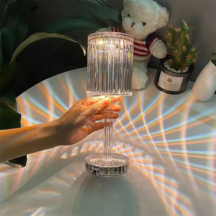 Modern Romantic Desk Indoor Changing Rgb Decorative Rechargeable Usb Crystal Night Touch Led Table Lamp