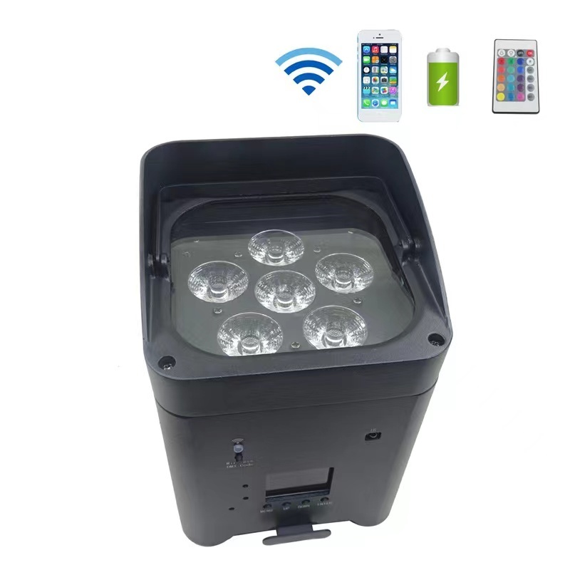 HAT  6*18W 6In1 Wireless Up light Rgbwa uv  Rechargeable Wifi Wedding Party up lighting Powered Color Dmx LED Battery Par Lights