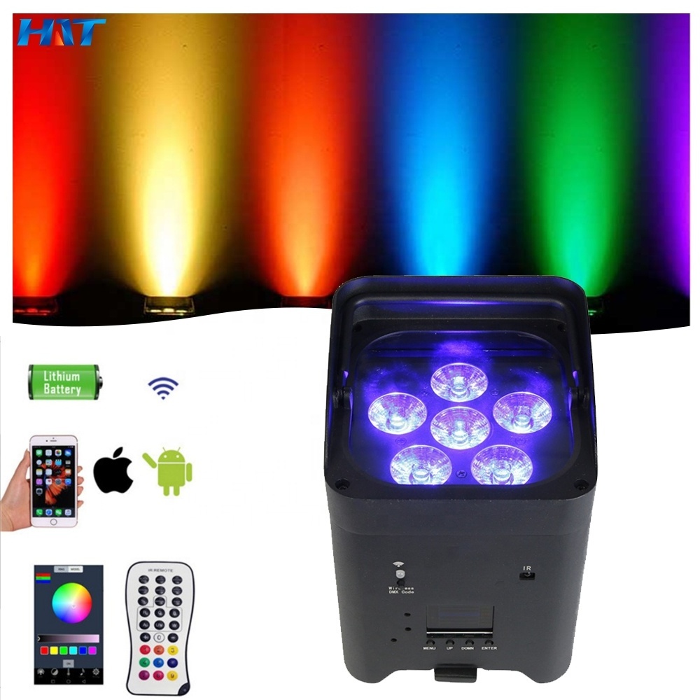 HAT  6*18W 6In1 Wireless Up light Rgbwa uv  Rechargeable Wifi Wedding Party up lighting Powered Color Dmx LED Battery Par Lights