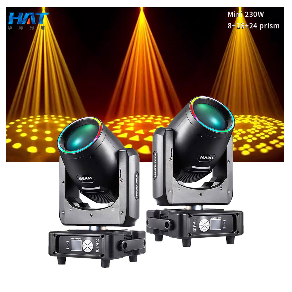 HAT Small Mini 7r Beam 230 Moving Head  Mini Beam 230 7r Moving Light Update Led Strip Disco Dj Lamp High Bright Stage Lighting