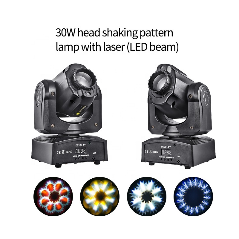 HAT MINI Moving head lights 30W with Laser smart  beam cabeza movil 30w teste mobili   bar light KTV Disco