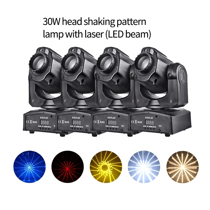 HAT MINI Moving head lights 30W with Laser smart  beam cabeza movil 30w teste mobili   bar light KTV Disco