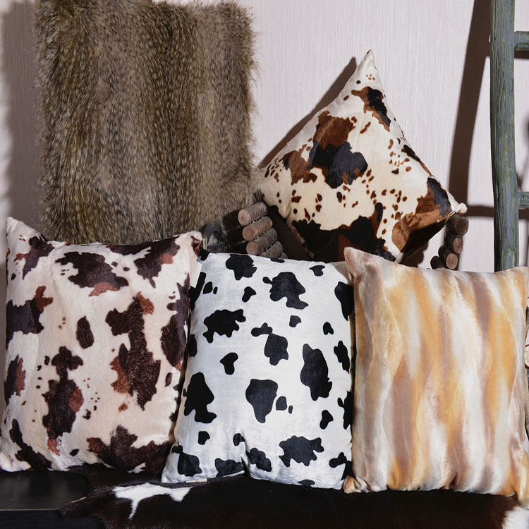 SUEDE Cow Skin Print Cushion Cover pillow Made in polyester