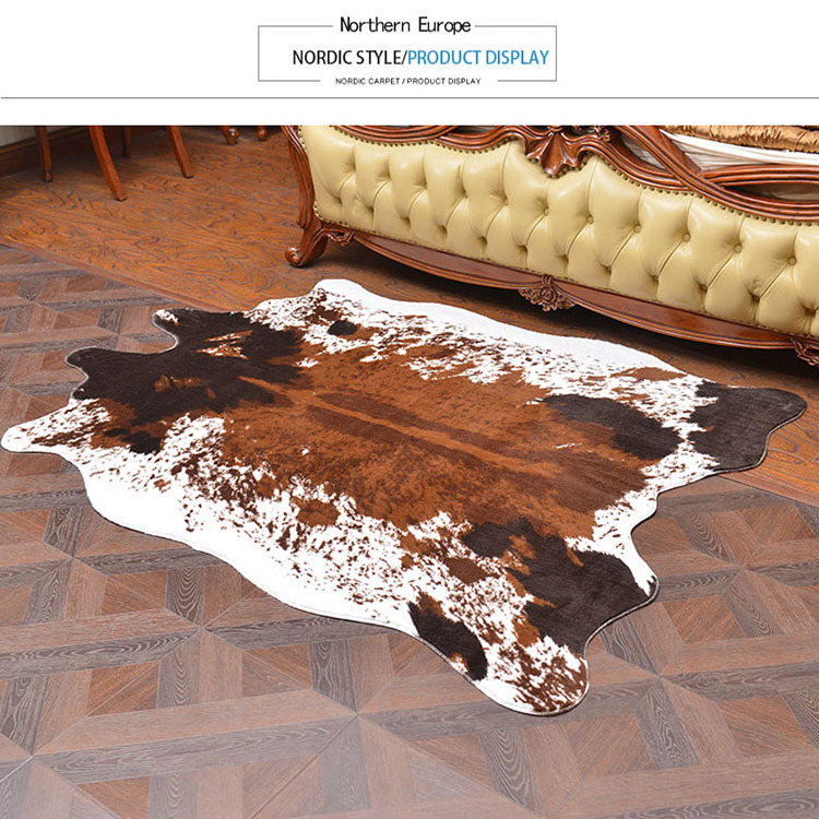 Imitation Cowhide Carpet Animal Pattern Rug Black and White faux fur rug