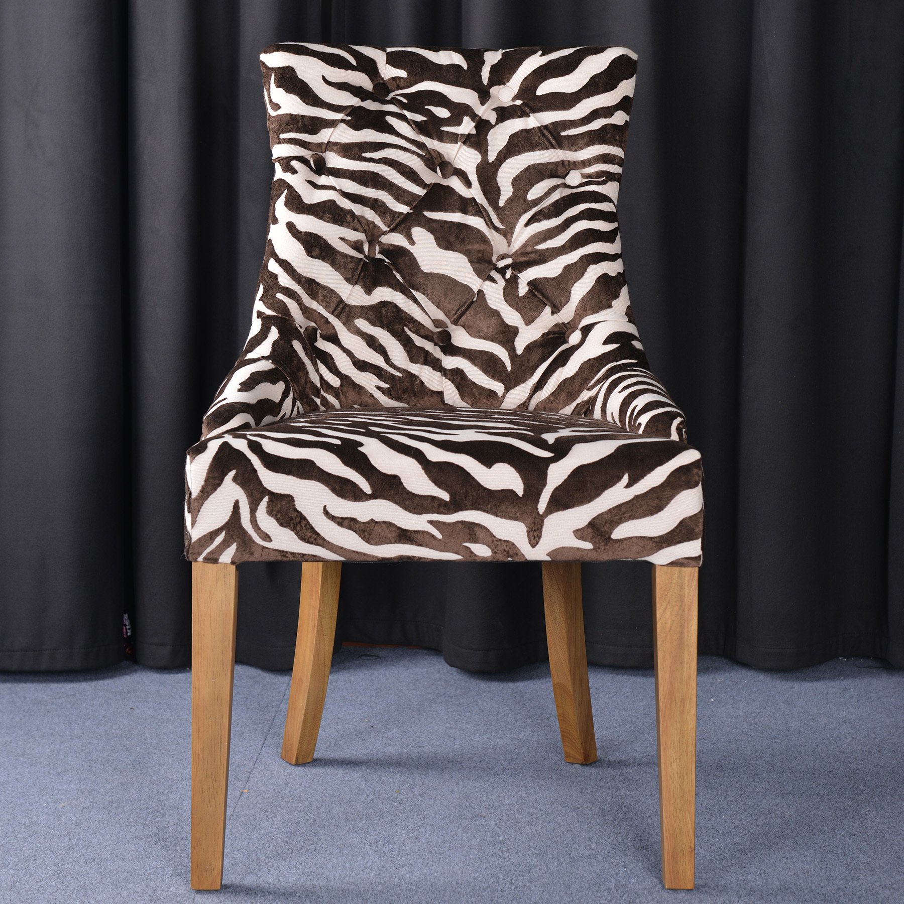 Wooden Legs  back office chair Zebra-striped stool rivet Dining Chair