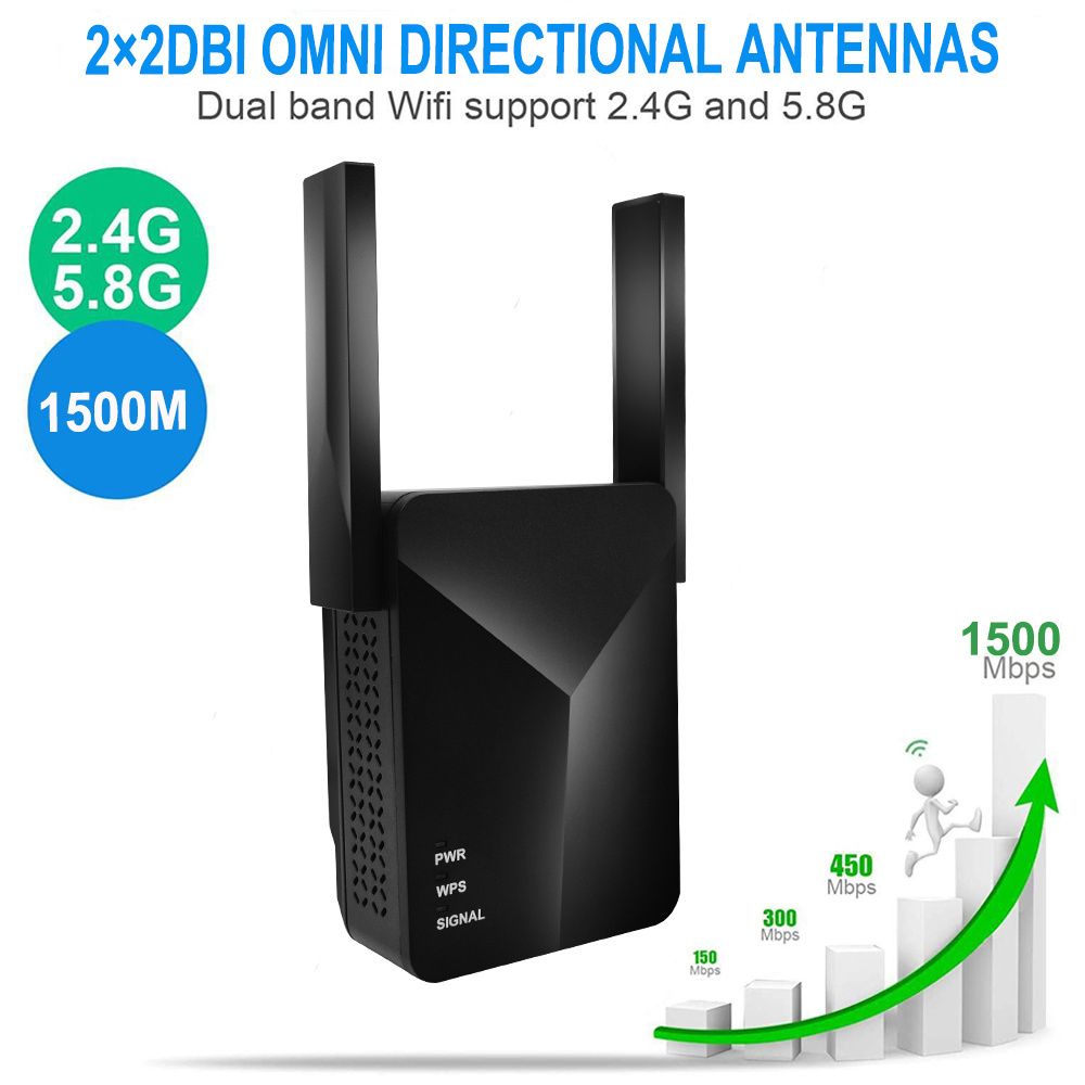 EATPOW AX1500Mbps Wireless 6  WiFi Signal Extender 2.4 GHz & 5.8GHz  2 * 2dBi Antenna Long Range Signal Booster WiFi  Repeater