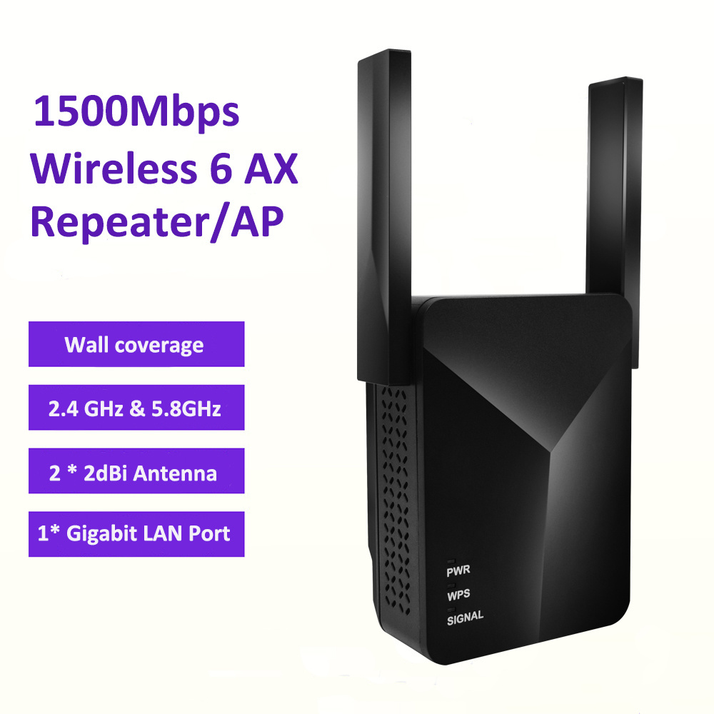 EATPOW AX1500Mbps Wireless 6  WiFi Signal Extender 2.4 GHz & 5.8GHz  2 * 2dBi Antenna Long Range Signal Booster WiFi  Repeater