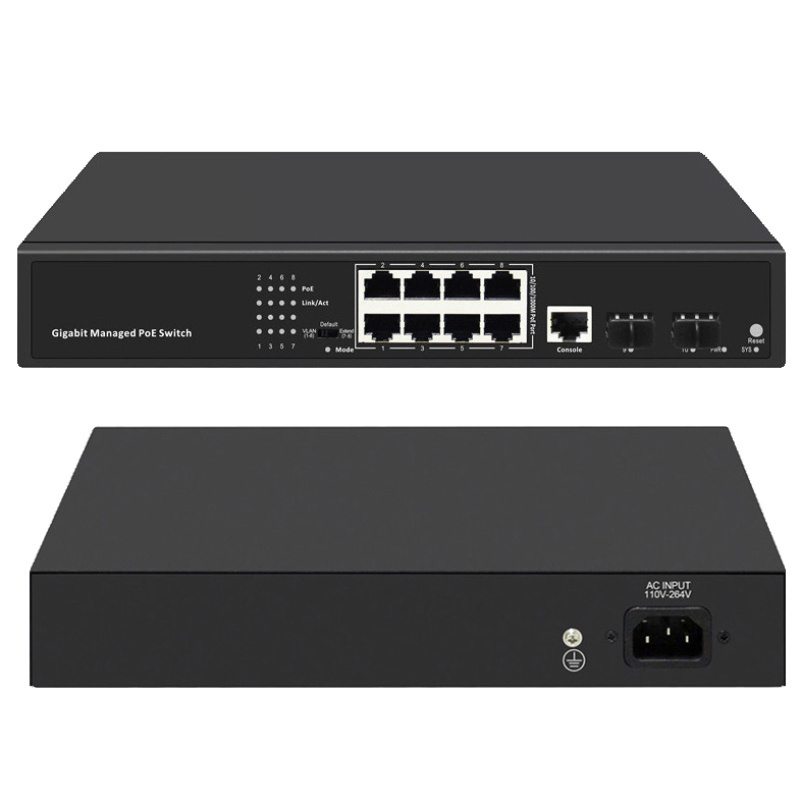 Switch 8 PoE Port , 2 SFP Port Network Managed PoE+ Gigabit Switch with SFP Managed PoE+ Gigabit Switch with SFP 8* 10/100/1000