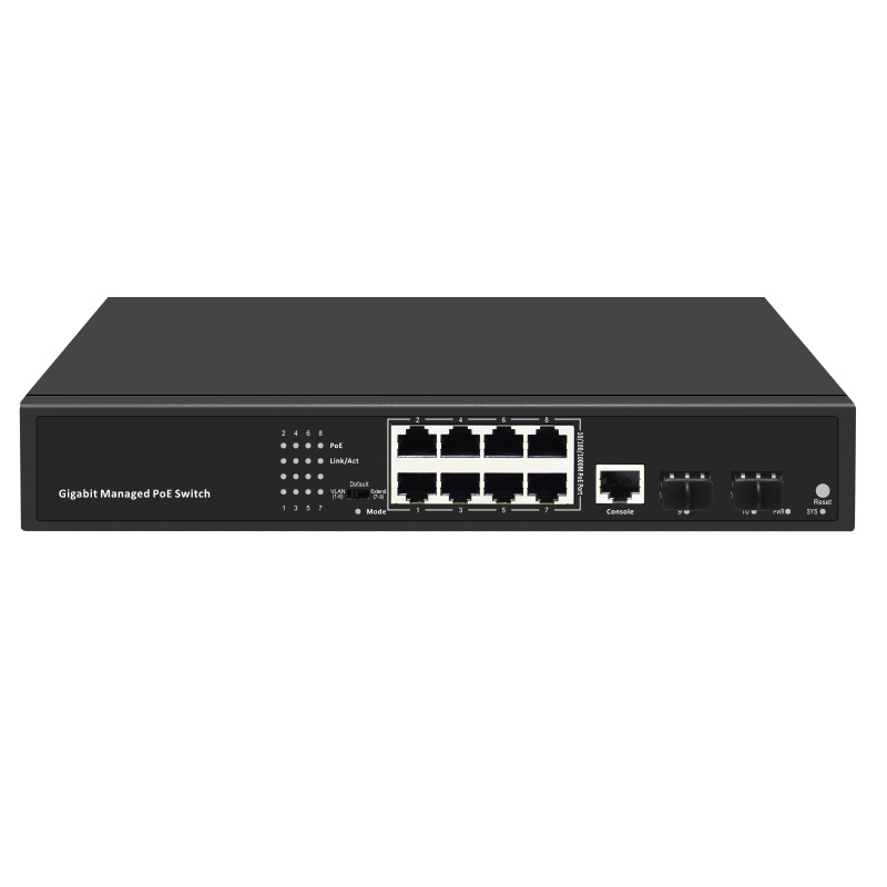 Switch 8 PoE Port , 2 SFP Port Network Managed PoE+ Gigabit Switch with SFP Managed PoE+ Gigabit Switch with SFP 8* 10/100/1000