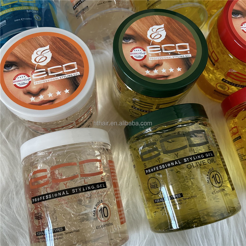 factory price eco hair gel styling gel glitter edge control strong hold natural hair olive oil black castor oil gel