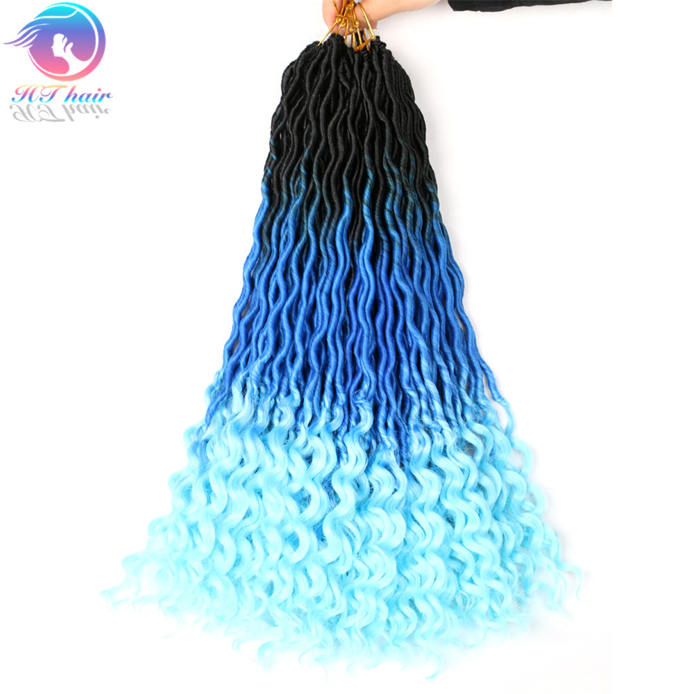 Wholesale jumbo ombre synthetic curly crocheted dreadlocks goddess faux locs crochet braid hair