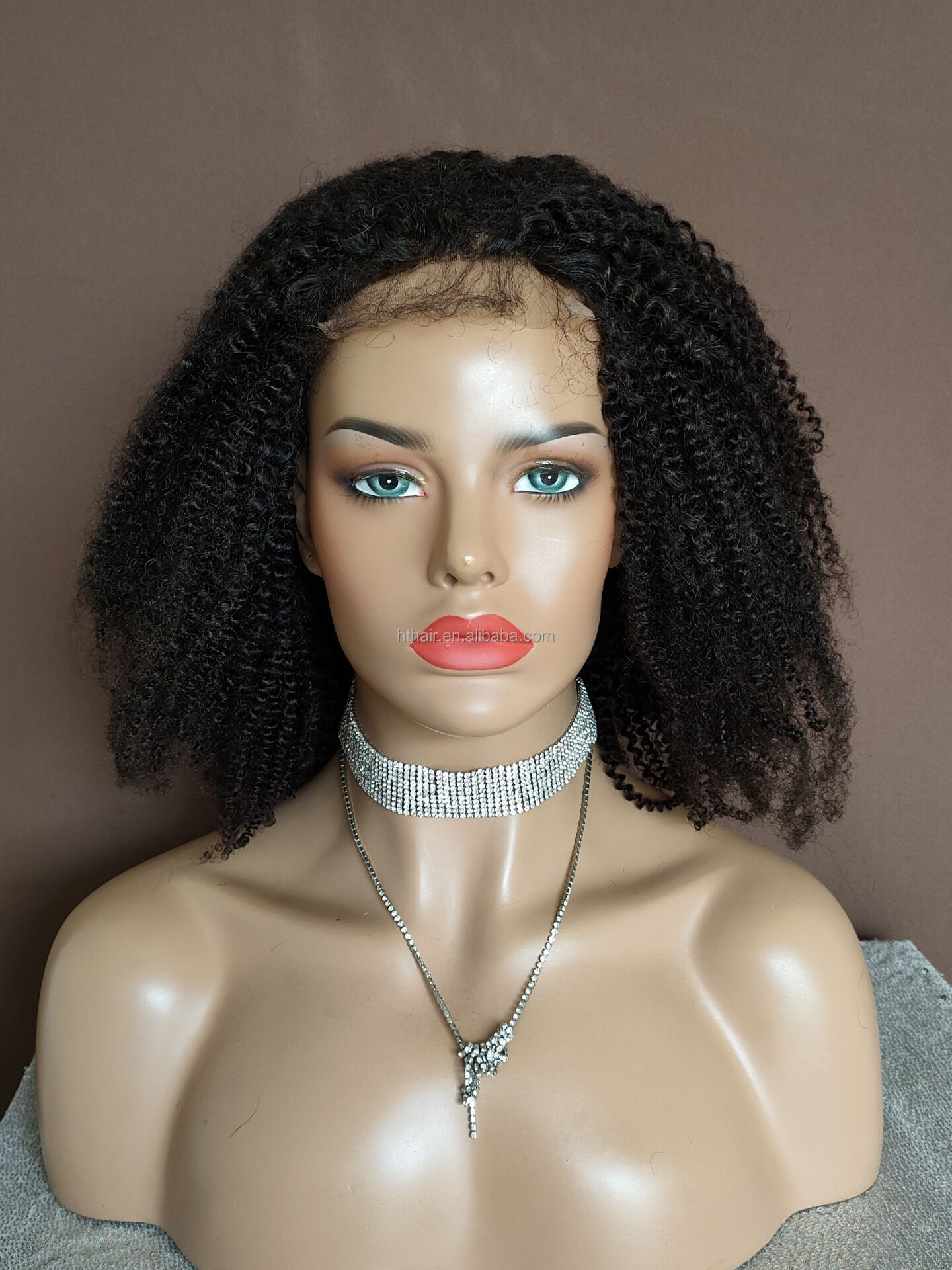 HTHAIR 250 Density Hd Lace Afro Kinky Curly Wig Afro Hair Wigs for Black women Human Hair Transparent Mongolian Natural wigs