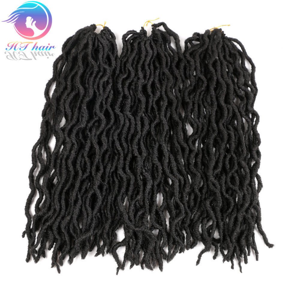 HTHAIR 3 Tone Ombre Gypsy Curly Faux Locs Crochet Hair Afro Dreadlocs Hair Extensions synthetic hair Bulk 18 inch