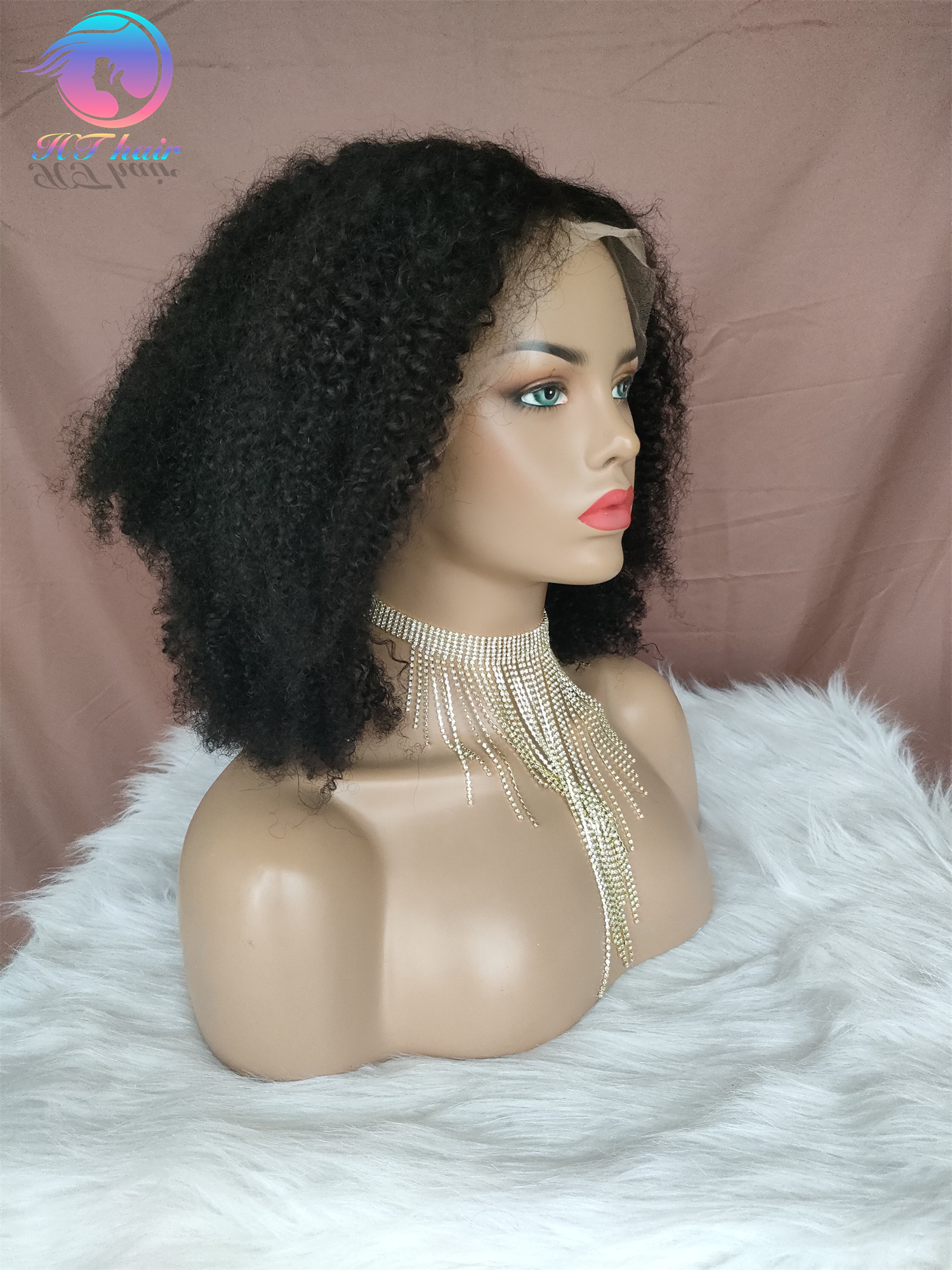 HTHAIR 250 Density Hd Lace Afro Kinky Curly Wig Afro Hair Wigs for Black women Human Hair Transparent Mongolian Natural wigs