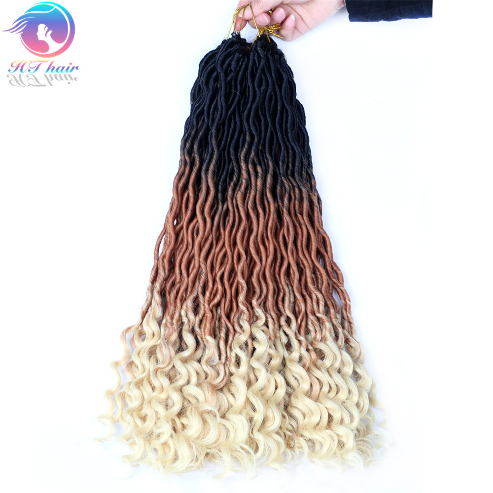 Wholesale jumbo ombre synthetic curly crocheted dreadlocks goddess faux locs crochet braid hair