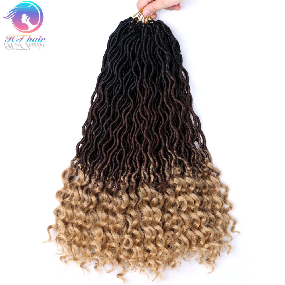 Wholesale jumbo ombre synthetic curly crocheted dreadlocks goddess faux locs crochet braid hair