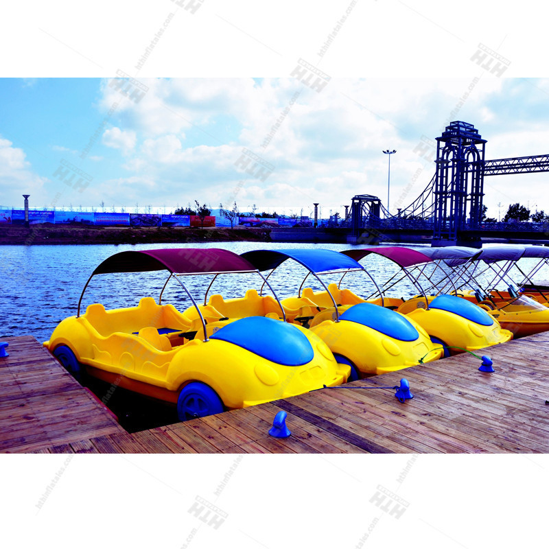 Factory Direct Water Park Polyethylene 4 Person Electric Pedal Car Boat Floating Leisure Sea Bike